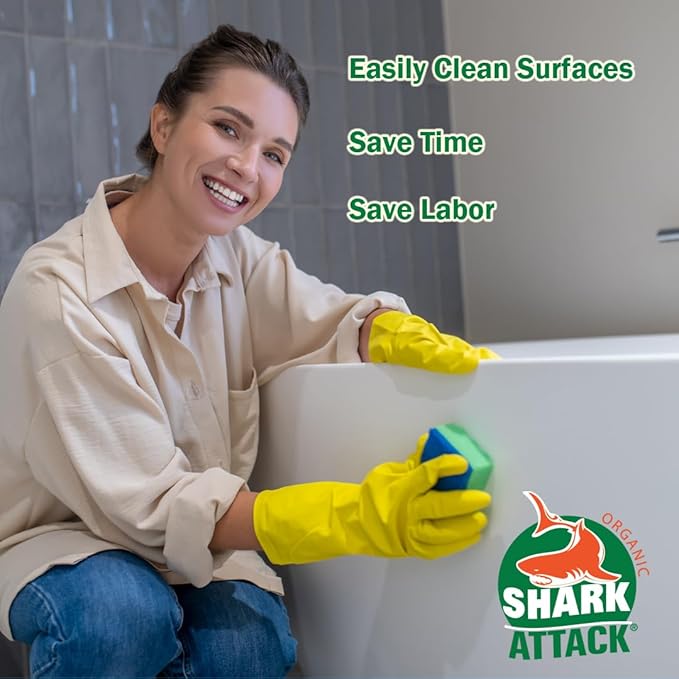 Shark Attack Organic - Bathroom Cleaner & Protectant, Shower Tile Cleaner, Soap Scum and Buildup Cleaner & Protectant - 32 oz (12)