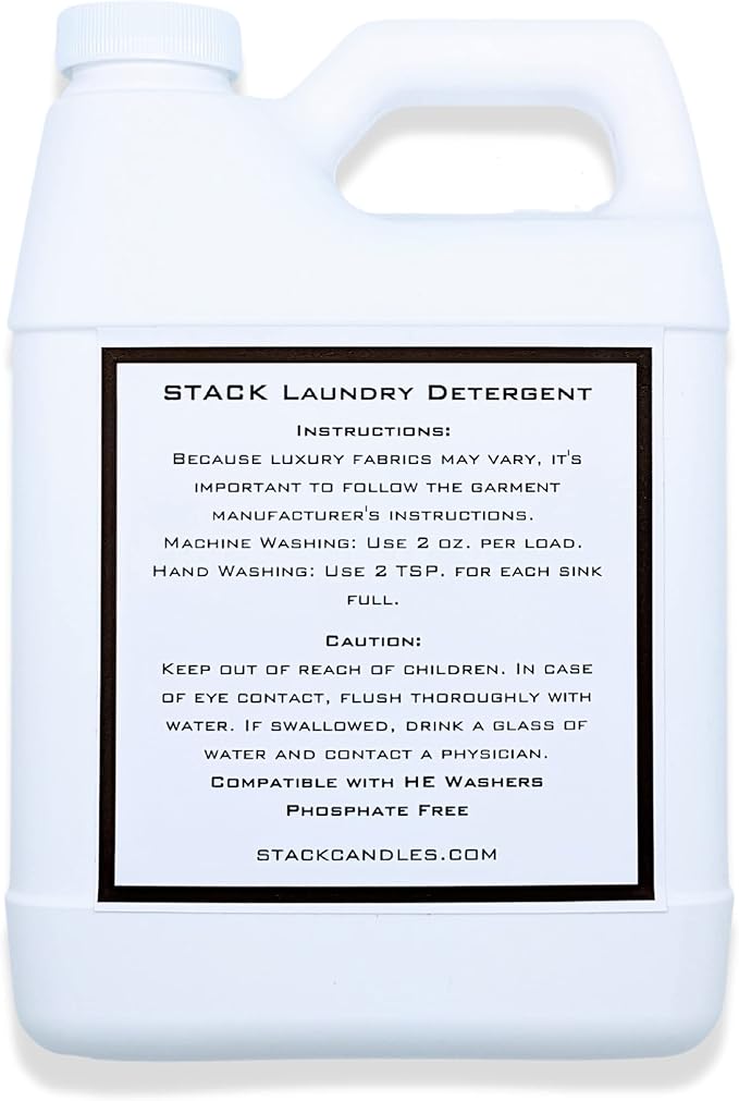 STACK Pure Grace Luxury Laundry Detergent - Highly Scented Laundry Detergent for HE & Standard Washers - Infused With Egyptian Musk and Patchouli - Dye Free Gentle & Effective Cleaning - 16 oz