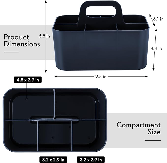 Tiawudi 2 Pack Caddy Organizer with Handle, Portable Plastic Caddy, Storage Organization for Cleaning, Bath, Makeup, Art, Craft, Stationery, Classroom and Office, Tote Organizer