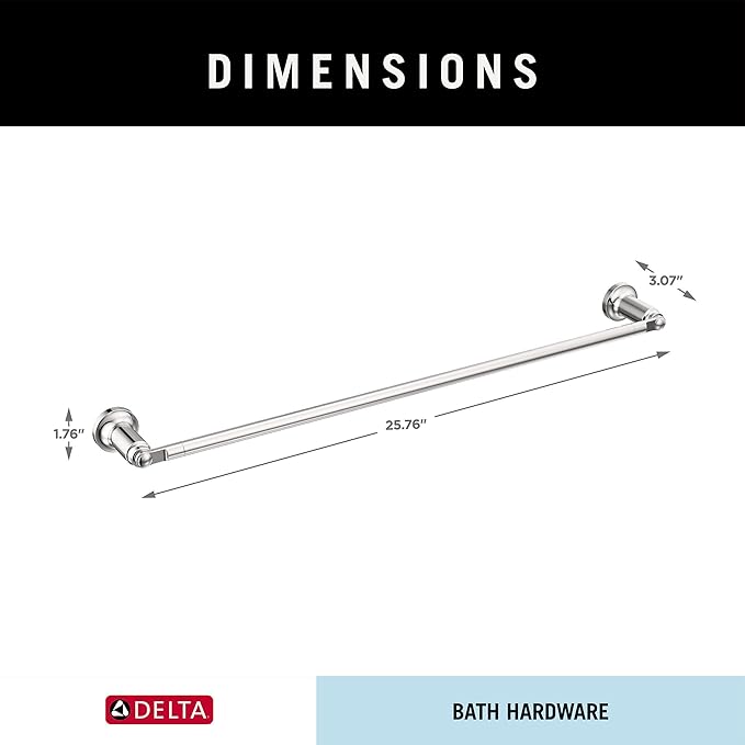 Delta Saylor (1-Pack) 24'' Towel Rack for Bathroom Polished Chrome Towel Bar for Bathroom Wall Towel Holder Rod Wall Mounted 73524