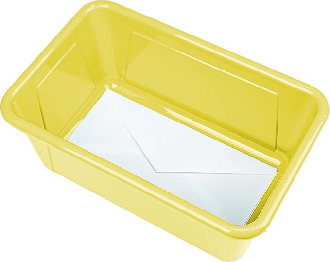 Storex Small Cubby Bins, Pack of 5, 12.2 x 7.8 x 5.1 Inches, Yellow (62410U05C)