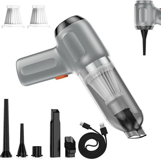 Fanisic Car Vacuum Handheld Vacuum Cleaner/Air Duster, 15000PA Strong Suction with Brushless Motor, Rechargeable Dust Buster/Hand Pump Low Noise for Car Detailing Home Office Cleaning