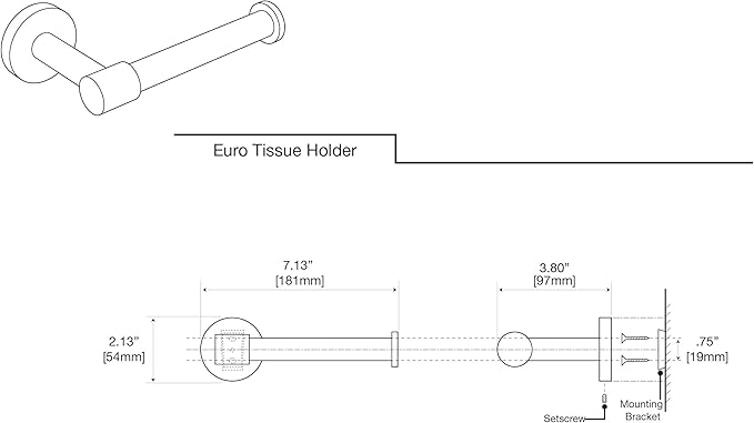 Gatco 4663 Reveal Euro Toilet Paper Holder, Chrome | Wall Mounted 7.13" W Euro Style Toilet Tissue Holder for Bathroom