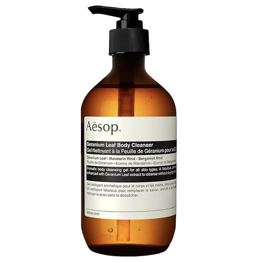 Aesop Geranium Leaf Body Cleanser | For All Skin Types To Cleanse Without Drying Out | Geranium Leaf, Mandarin Rind, Bergamot Rind | 16.9 oz / 500mL