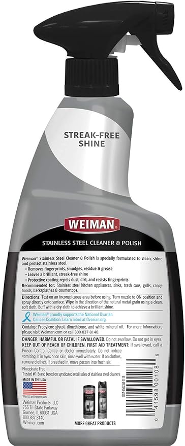 Weiman Stainless Steel Cleaner & Cooktop Heavy Duty Polish - Powerful Appliance Kitchen Cleaning Kit