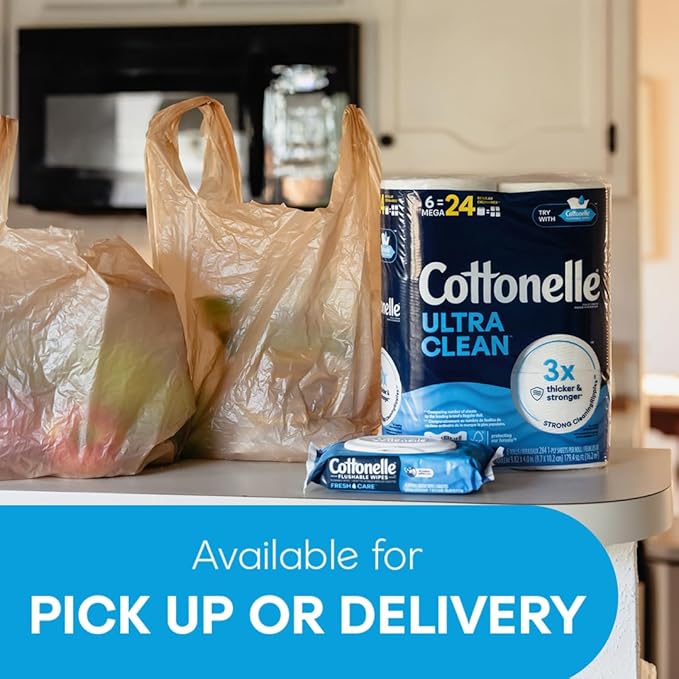 Cottonelle Ultra Clean Toilet Paper with Active CleaningRipples Texture, Strong Bath Tissue, 32 Family Mega Rolls = 176 Regular Rolls (8 Packs of 4)