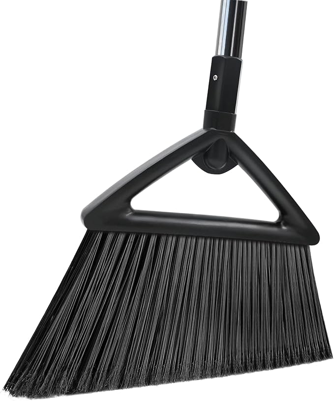 Heavy Duty Commercial Broom,Upgraded Angle Brooms for Sweeping Indoor and Outdoor,Perfect Black Broom of Kitchen,Garage