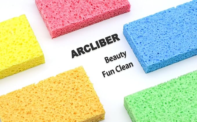 Cellulose Sponges,Heavy Duty Scrub Kitchen Sponge,Clean Tough Messes Without Scratching Sponges Kitchen Blue(6 Pack)