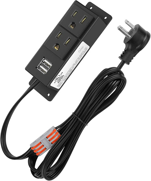 Gun Safe Accessory Electrical Power Outlet Kit, Hidden Outlet Gun Cabinet Accessories with USB, Mountable for Interior Dehumidifiers and Lights (Black, UL Listed)