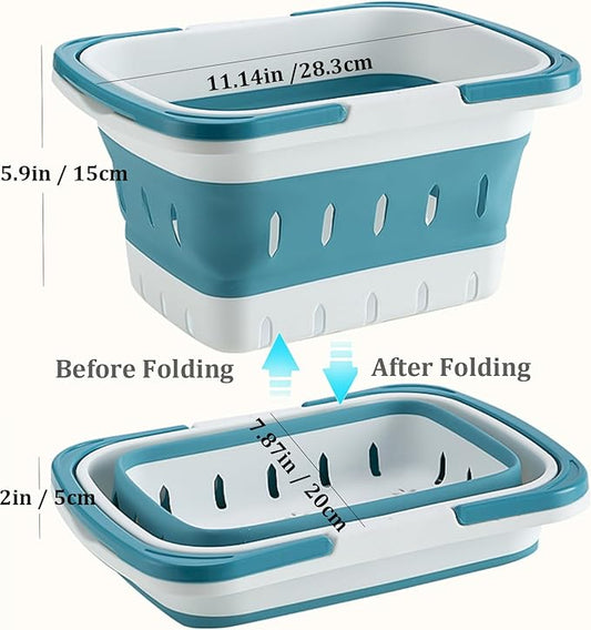 Haundry Portable Shower Caddy Basket, Foldable Caddy Basket with Handles, Collapsible Storage Organizer for Bathroom, Kitchen, College Dorm,Gym (Blue)