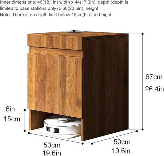 Robot Vacuum Stand Cabinet,Storage Cabinet with Doors for Robot Vacuum Cleaner,End Side Table for Home Office,Wood Freestanding Rack for Living Room Home Office Kitchen(Black)