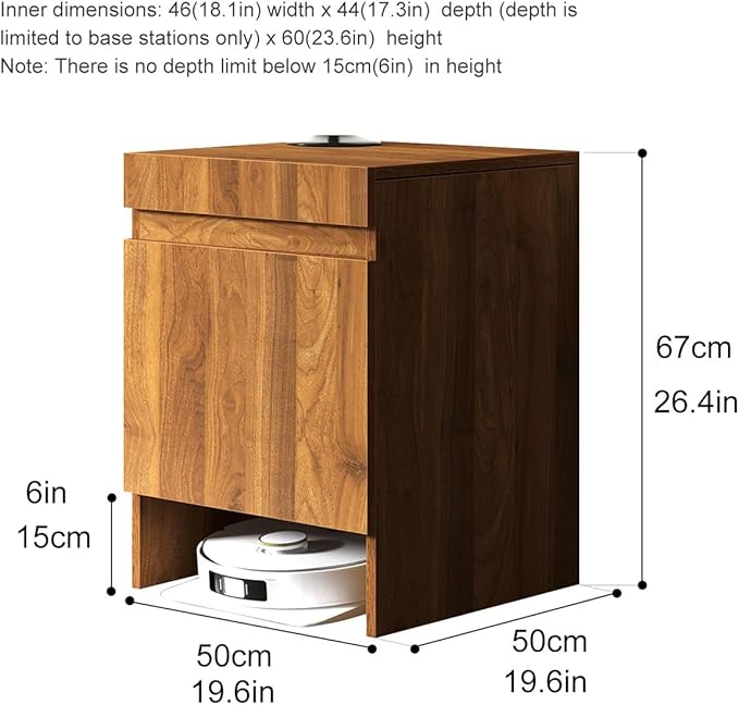 Robot Vacuum Stand Cabinet,Storage Cabinet with Doors for Robot Vacuum Cleaner,End Side Table for Home Office,Wood Freestanding Rack for Living Room Home Office Kitchen(White)