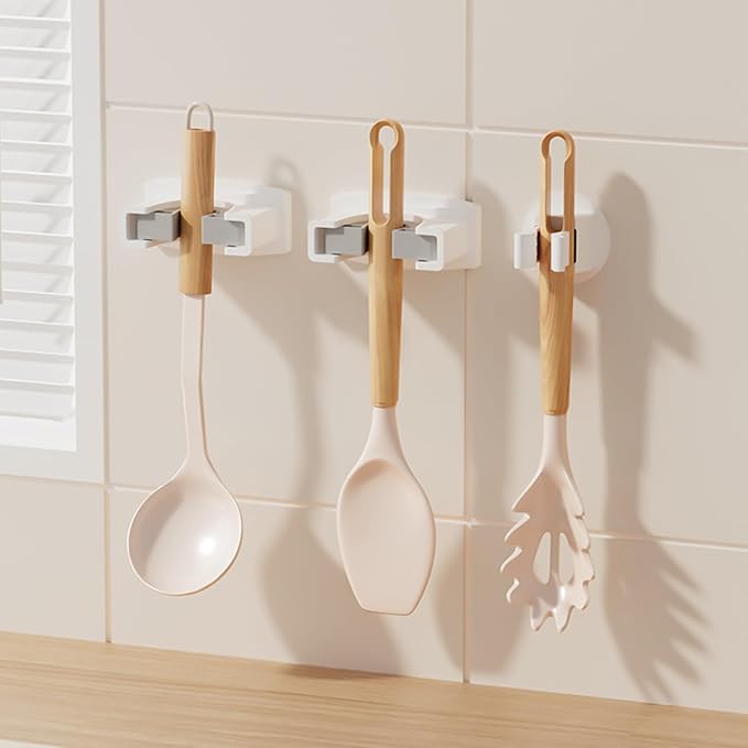 Heavy Duty Mop & Brooms Holder Wall Mounted Not Drill Rack Large Capacity Mop Clip Bathroom Mop Holder Simple Installs