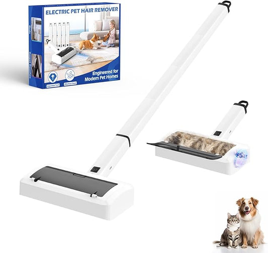 Pet Hair Remover for Carpet, Electric Lint Roller Adjustable Handle Reusable Carpet Rake Dog Cat Hair Removal Tool for Carpets, Rugs, Furniture