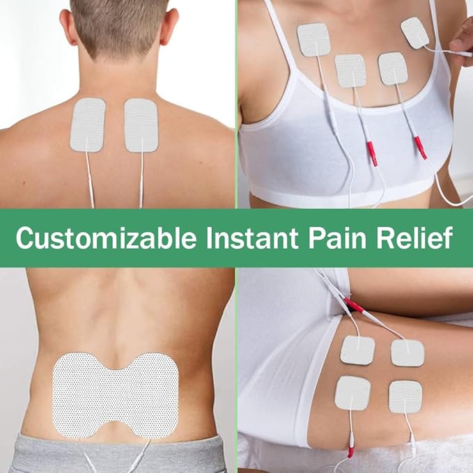 TENS Unit Electrode Pads Combination Set Multiple Sizes TENS Pads Reusable and Latex Free Pigtail Electrodes for Multiple Pain Relief Compatible with TENS 7000,AUVON,Etekcity,Nicwell Care TENS