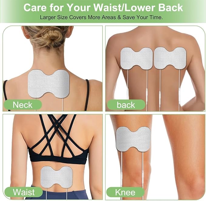 Tens Unit Electrode Pads for Shoulder Lower Back & Knee 4 * 6" Extra Large Butterfly TENS Pads Reusable Electrode Pads Compatible with TENS 7000, AUVON, 2mm Pin Connector- 6 Pcs