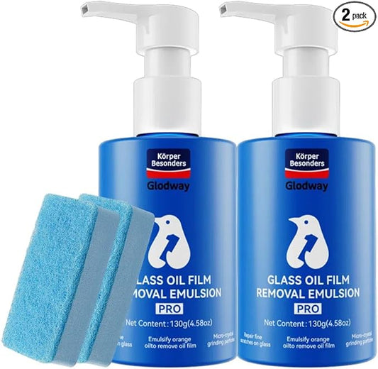 Glodway Car Glass Windshield Cleaner,Oil film Remover, Streak-Free Shine on Windows, Windshields, and Mirrors, Ammonia Free, for Auto and Home,4.58 OZ,2 Pack