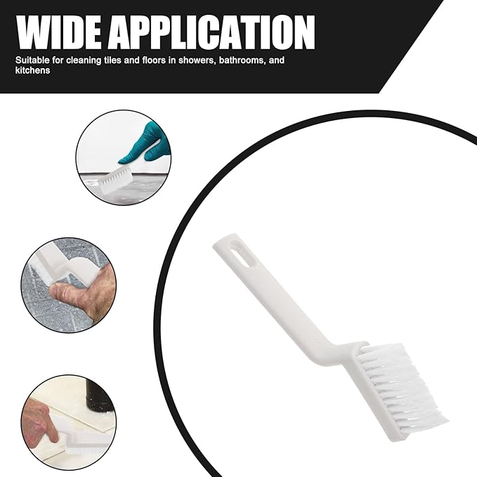 DECHOUS Grout Cleaner Brush and Floor Scrubber Brush with Handle for Shower Kitchen Bathroom Baseboard Cleaning Tool 2pcs Set