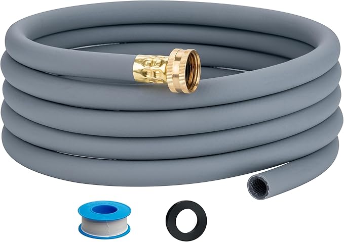 5FT Dehumidifier Drain Hose with 3/4” FHT Brass Rustproof Connector, Versatile Drain Hose Perfectly Compatible with most Dehumidifiers and 3/4” external thread outlet, No Leak (Grey, 5FT)