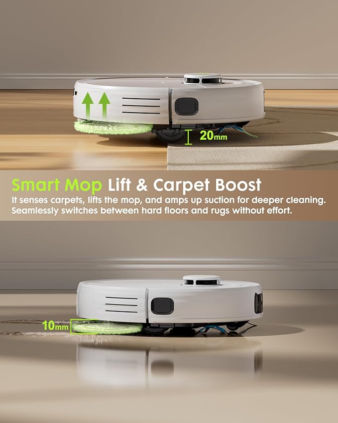 V5 PRO Robot Vacuum and Mop Combo, 10000Pa Suction, Self-Emptying Station, LDS Laser Navigation, Tangle-Free Brush for Pet Hair, Deodorizing Spray, Liftable Mop