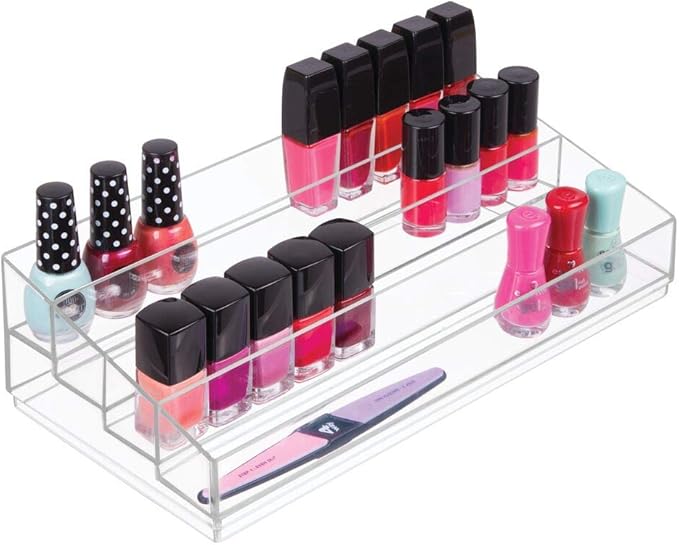 iDesign Tiered Cosmetics & Nail Polish Organizer, The Clarity Collection – 12.75 IN X 6.5IN X 3.75 IN, Clear
