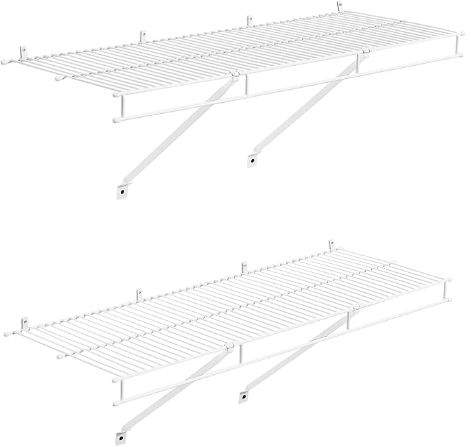 VEVOR Wire Shelf Kit, 3 ft, Set of 2, Wall Mounted Wire Shelves, Heavy-Duty Carbon Steel Hanging Shelf, Floating Wall Storage Shelves with Dip Coating, for Closet, Bedroom, Living Room, Office, Pantry