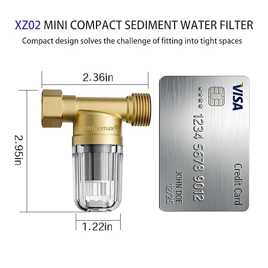 XZ02 Mini 50 Micron Reusable Washing Machine Water Filter, Compact Brass Washer Water Filter, for Washing Machine, Heater, Camping, Garden, Anti Scale Portable Sediment Filter