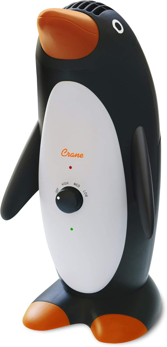 Crane Adorable Penguin Air Purifier with True HEPA Filter EE-5065, Germicidal UV Light, 150 Sq Feet Coverage, 3 Speed Control, Washable Particle Filter