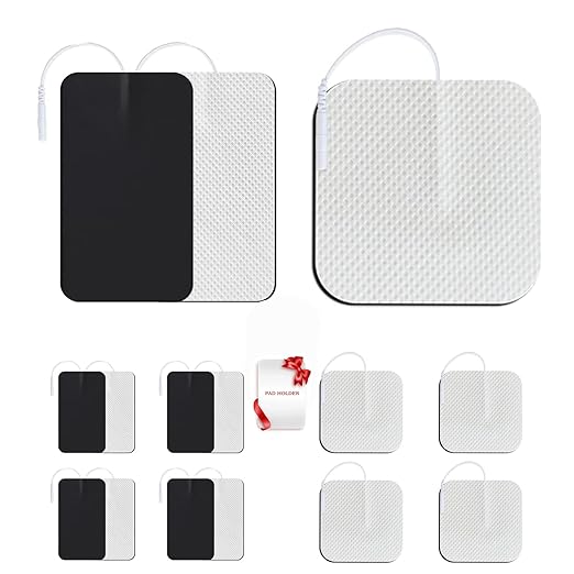 Extra Large TENS Unit Replacement Pads, 8-2" X 4", 4-4" X 4"，Multiple Sizes TENS Unit Pads with Pad Holder, Reusable and Self-Adhesive Electrodes Pads