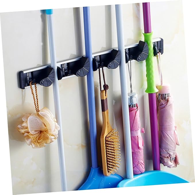 Toilet Bathroom Organizer Towel Hooks for Bathrooms Key Hooks for Wall Cleaning Supplies Mop Broom Holder Wall Mounted Mop Hanger