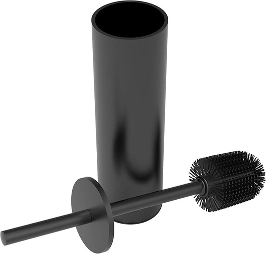 Toilet Brush and Holder Set, Stainless Steel Toilet Bowl Brush with Lid, Rust Proof Toilet Cleaner Brush with Caddy, Durable Bristles, Splash Proof, Ideal for Bathroom（1 Pack, Matte Black）
