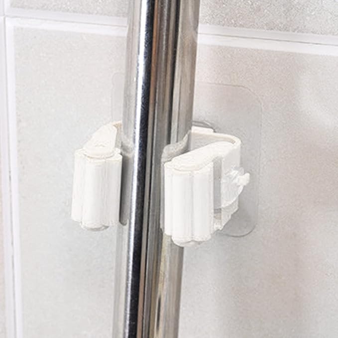 EVTSCAN 3pcs Mop and Broom Holder - Wall Mounted Broom Organizer Laundry Room Home Garden Garage Storage and Organization Rack(White)