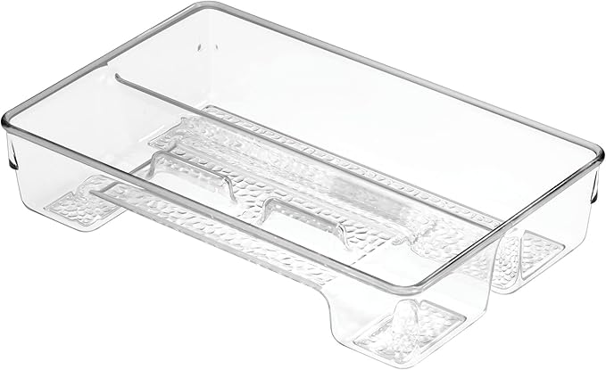 mDesign Plastic Toothbrush Holder, Storage Organizer Bin for Bathroom Vanity, Drawer, Cabinet, Closet - Holds Electric Spin Toothbrush, Toothpaste, Dental Floss Picks, Whitening Strips, 2 Pack - Clear