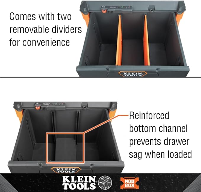 Klein Tools 54821MB MODbox 1-Drawer Tool Box Organizer, Heavy-Duty Deep Drawer, Stackable Module, 50-Pound Capacity