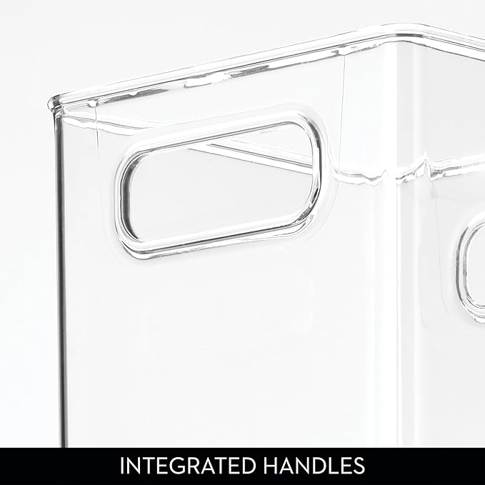 iDesign Pantry Storage Bins with Handles - Cube Organizer Bins for Cabinets or Fridge - Set of 4 - Clear
