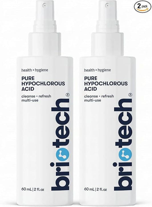 BRIOTECH Pure Hypochlorous Acid Spray and Cleanser, Original Premium HOCl Topical Solution, Multi-Purpose Cleaner, Family Approved & Pet Friendly, 2 fl oz Travel Size (2 Pack)