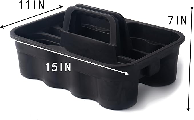Matthew 5 Pack Large Plastic Tote Tool & Deluxe Supply Cleaning Caddy with Handle Portable Shower Basket Storage Caddy for Cleaning Products,Take-Out Drink,Bathrooms - Black