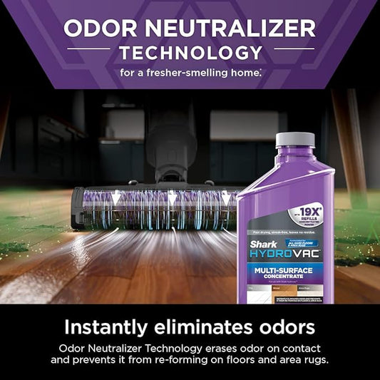 Shark HydroVac Multi-Surface 33-Oz. Concentrate with Odor Neutralizer Technology, Compatible with all HydroVac 3-in-1 Cleaners, for Sealed Hard Floors & Area Rugs, Spring Clean Scent, Purple, WDCM30
