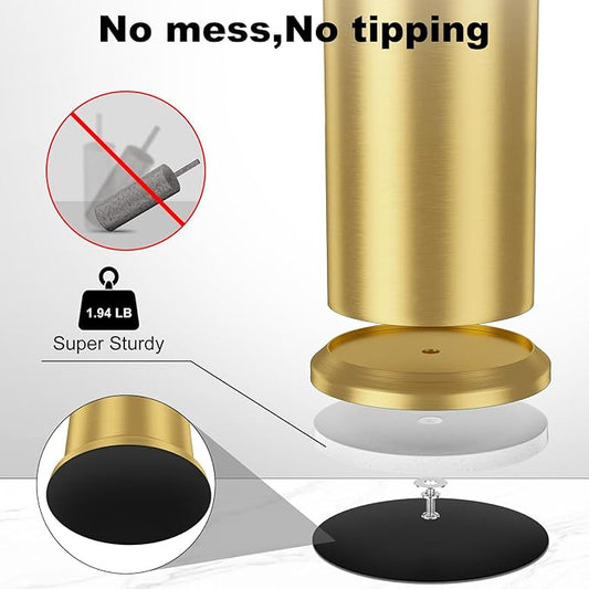 Brass Toilet Brush and Holder，Long Handled Gold Toilet Brush for Bathroom，Stainless Steel Heavy Duty Toilet Bowl Brush,Removable Inner Bowl,Deep Cleaning Dense Bristles Cleaner Brush -Space Saving