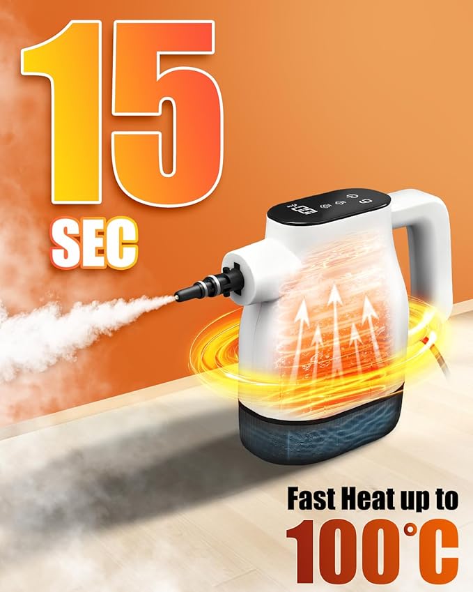 Saker EverSteam Instant-Heat Steam Cleaner for Home,15s Heat-up Handheld Steam Cleaner with Mop Attachment, Lightweight Portable Continuous Refill Steamer for Deep Cleaning of Floor, Car and Kitchen