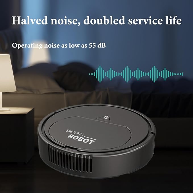 Robot Vacuum Suction Ultra-Strong Suction, One-Touch Start, Slim Design, Rechargeable, Ideal for Hardwood Floors,Pet Hair Specialist Robot Vacuum with Tangle-Free Brushroll (Black)