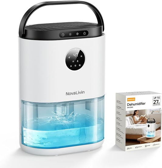 Dehumidifier for Bathroom, Dehumidifiers for Home, Bedroom, Living room with 68 OZ Water Tank, Auto Humidity Control, Digital Display, 7 Color Breathing Light, White