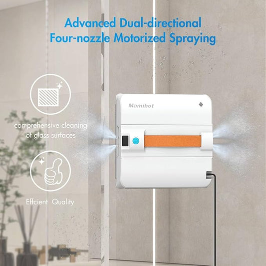 Mamibot W120-DP Robot Window Cleaner - 3200Pa Strong Suction, Multiple Cleaning Modes,4 Water Spray Nozzles,Edge Detection Technology,App&Remote Control(Grey)