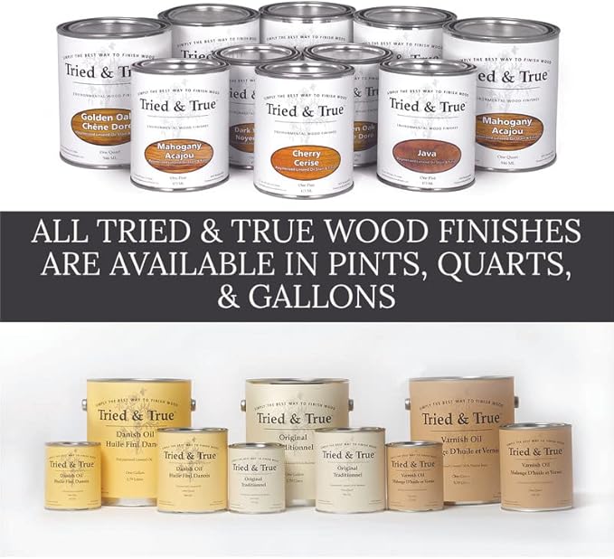 Tried & True Superior Varnish Oil Wood Finish, Pint - Natural Pine Resin & Linseed Oil, Ideal for Interior Furniture, Tables, Countertops - Non-Toxic, Scratch Resistant & Durable
