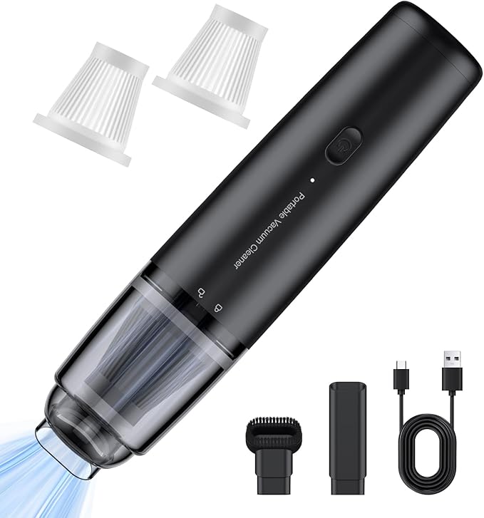 Car Handheld Vacuum Cordless 13000 PA Suction Power, Portable Mini Vacuum Cleaner for Car Home Office and Pet Hair, Black