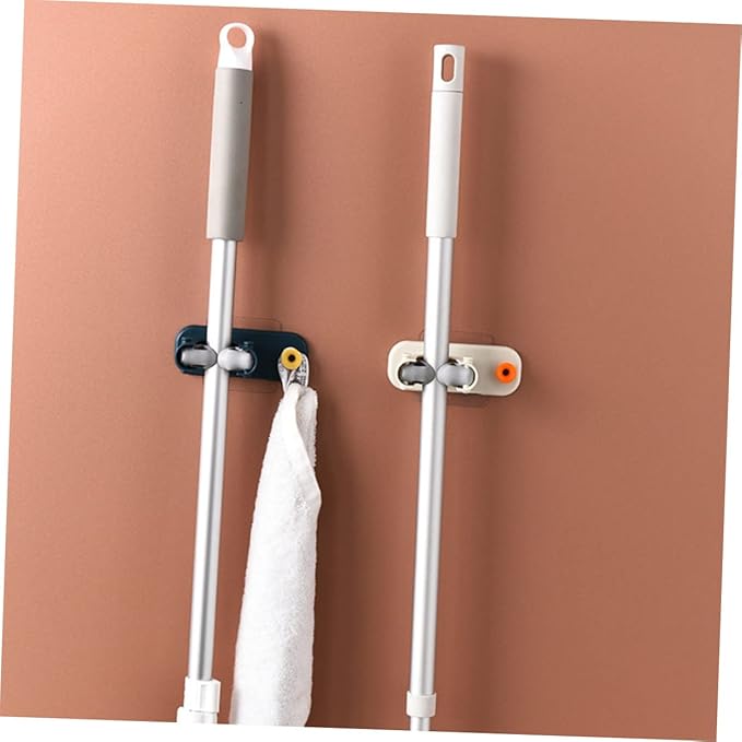 IMIKEYA 4pcs Mop Holder Broom Clip Bathroom Cleaner Storage Mounted Mop Hanger for Home