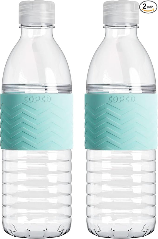 Copco Hydra Reusable Tritan Water Bottle with Spill Resistant Lid and Non-Slip Sleeve, 16.9-ounce, Robin Egg Blue, 2 Pack