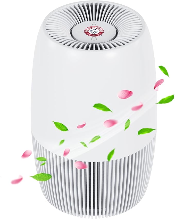 Air Purifiers for Home with Night Light, HEPA Filter Captures 99.97% of Smoke, Pollen, Pet Dander & Odors, Quiet for Bedroom, Office, Home, Pearl White