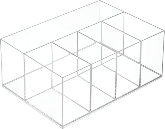 iDesign 5-Section Divided Vanity Organizer for Cosmetic Storage - Clear (Pack of 4)