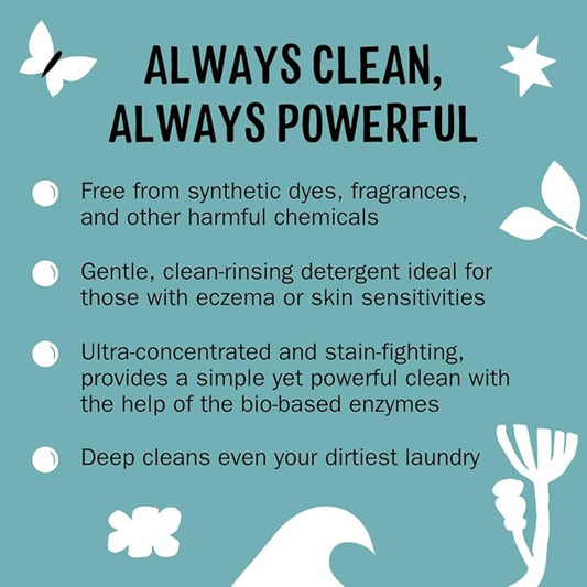 Molly's Suds Liquid Laundry Detergent | Clean Laundry Detergent Soap for Sensitive Skin | 2x Concentrated, High Efficiency (HE) (Unscented - 200 Loads)